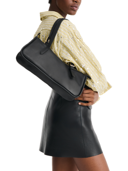 Longchamp Looong Leather Shoulder Bag - view 2, Black