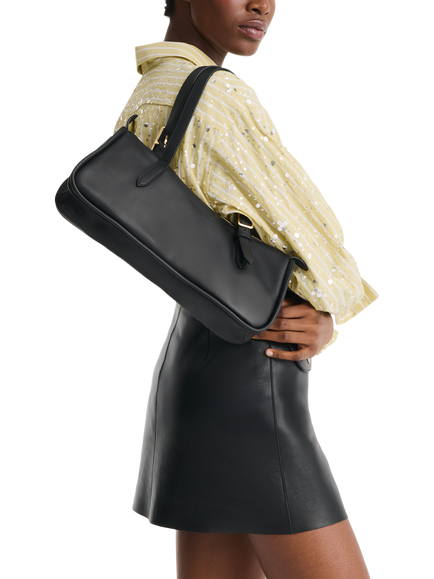 Longchamp Looong Leather Shoulder Bag - view 2, Black
