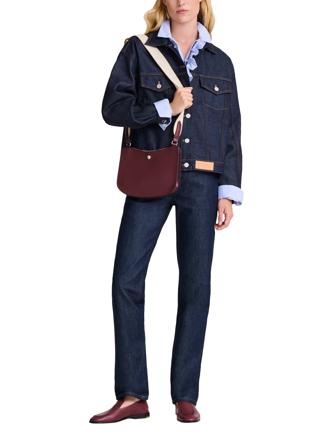 Product image 2 of 6, which shows Longchamp Épure Leather Crossbody Bag, Burgundy