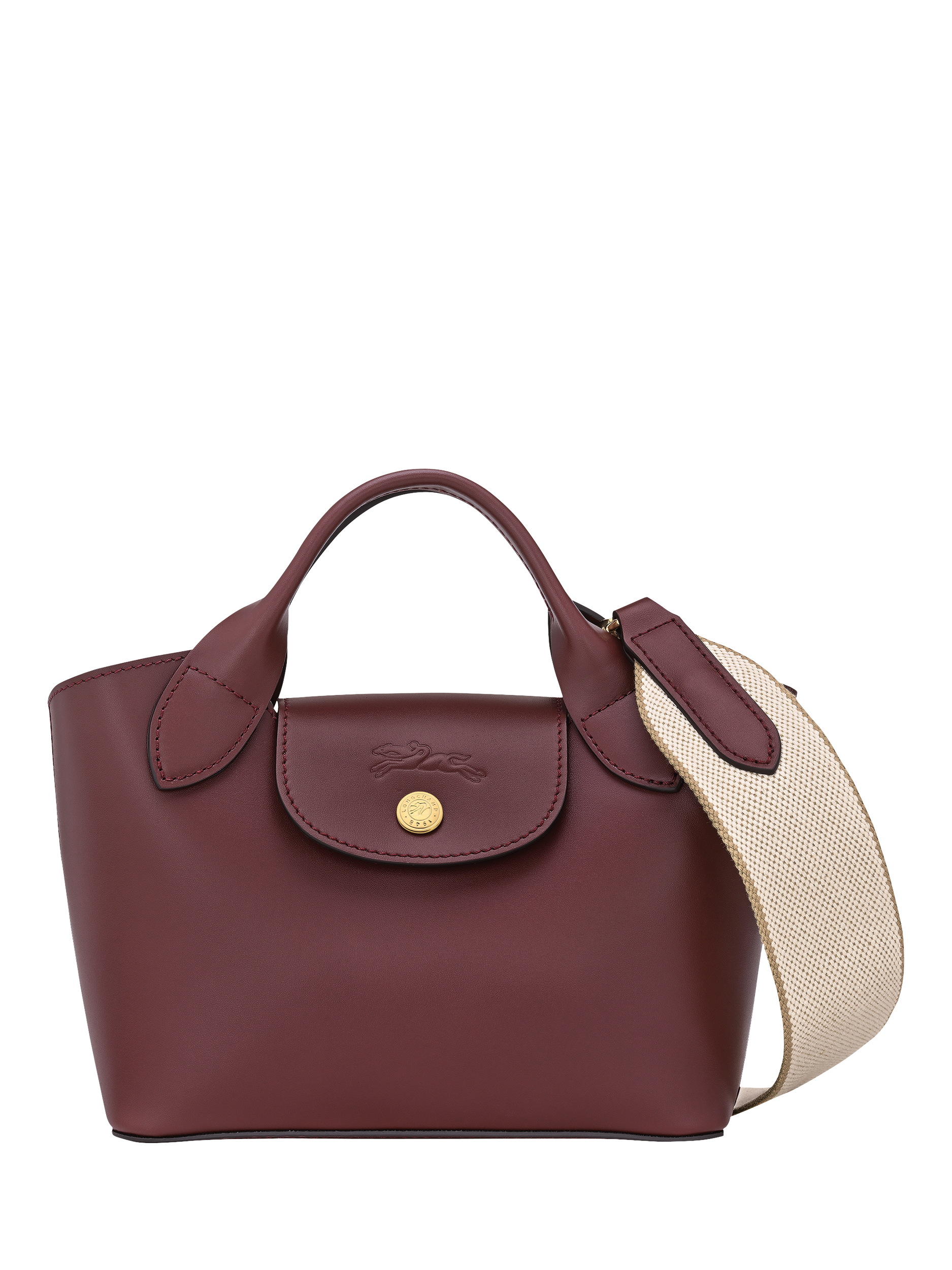 Product image 1 of 5, which shows Longchamp Épure Leather Extra Small Tote Bag, Burgundy
