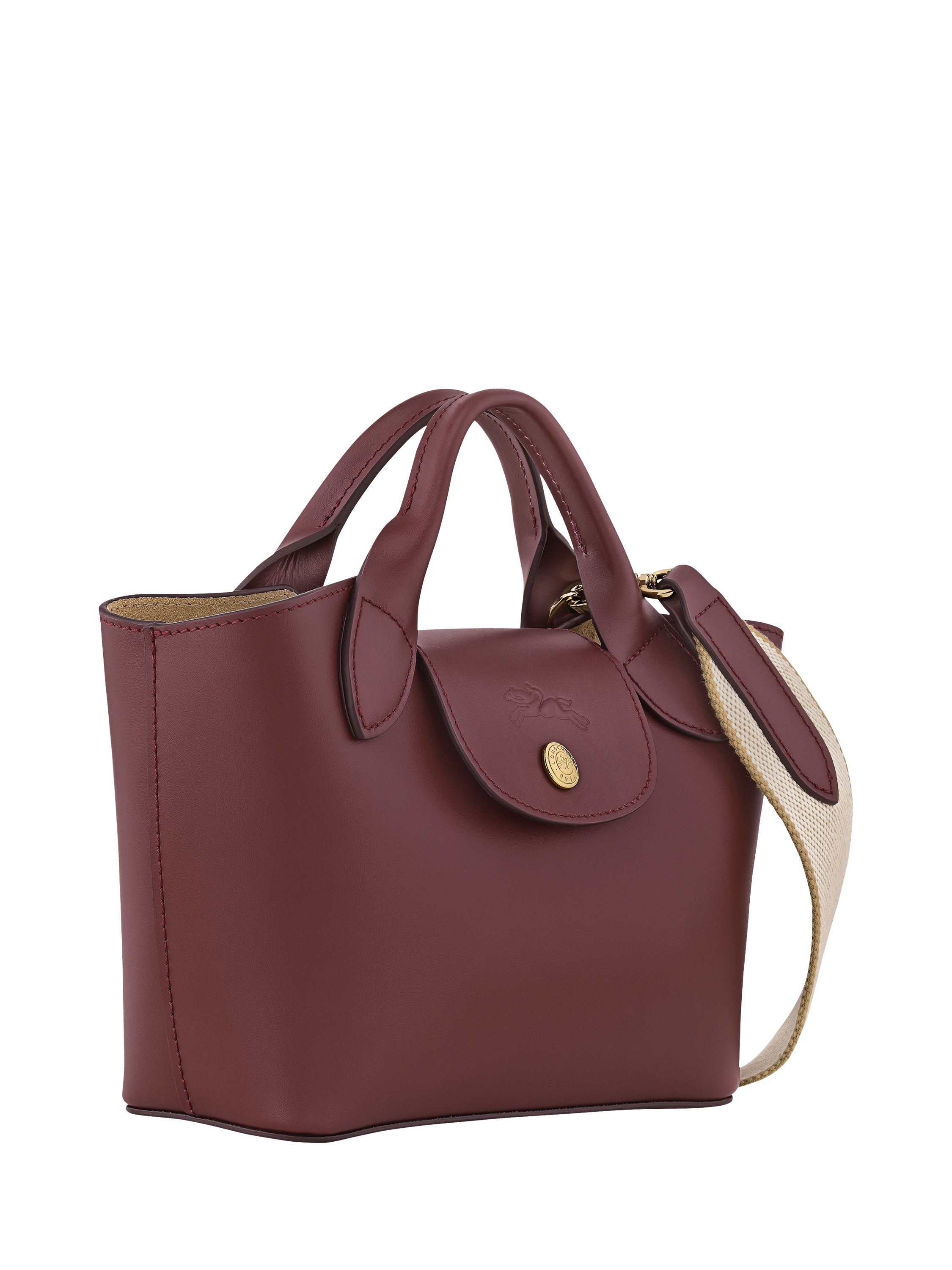 Product image 3 of 5, which shows Longchamp Épure Leather Extra Small Tote Bag, Burgundy