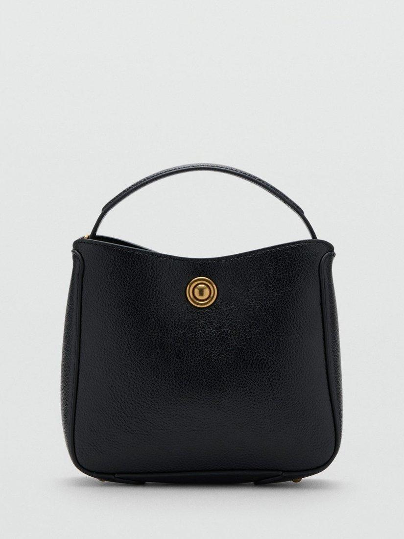 Product image 1 of 3, which shows Mango Caude Bucket Bag, Black
