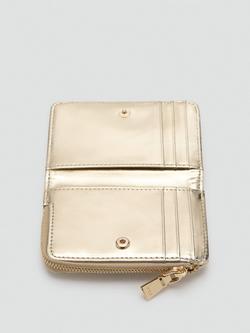 Mango Diagonal Padded Wallet, Gold - view 2, Gold