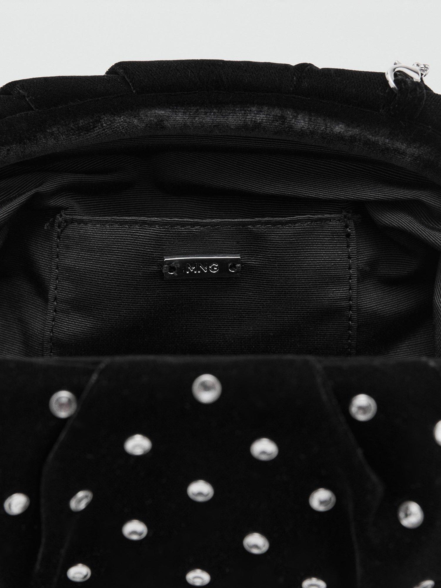 Product image 5 of 5, which shows Mango Malu Velvet Embellished Clutch Bag, Black