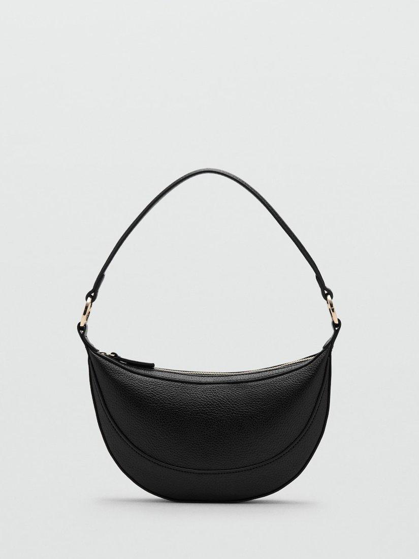 Product image 1 of 5, which shows Mango Ness Oval Shoulder Bag, Black