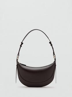 Mango Ness Oval Shoulder Bag, Dark Brown