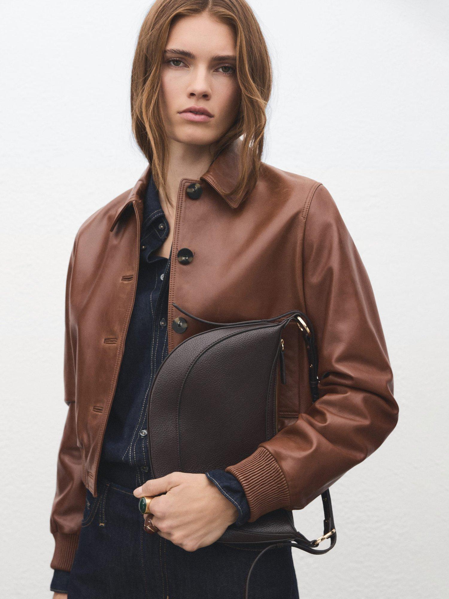 Product image 6 of 6, which shows Mango Ness Oval Shoulder Bag, Dark Brown