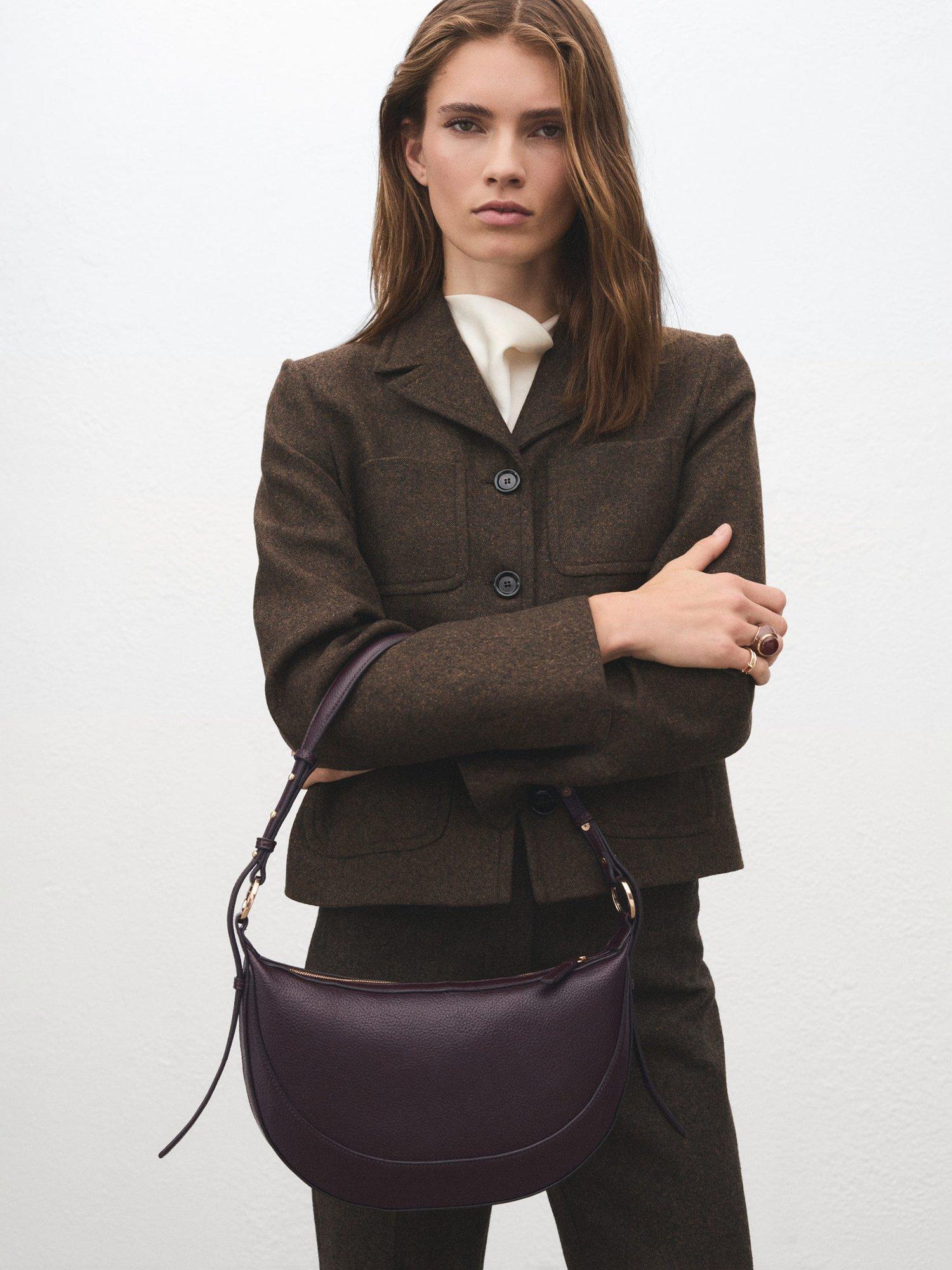 Product image 5 of 5, which shows Mango Ness Oval Shoulder Bag, Dark Red