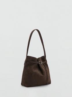 Mango Ruira Suede Bucket Bag, Dark Brown - view 2, Dark Brown