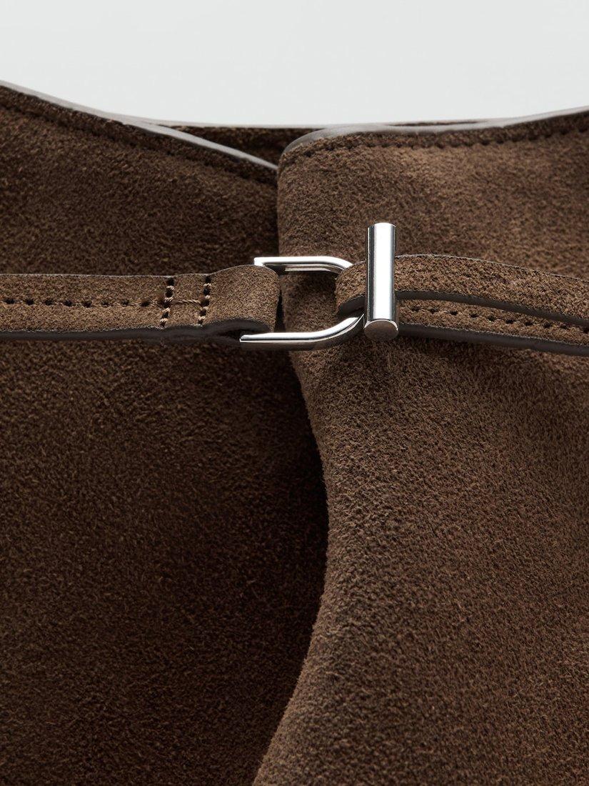 Product image 3 of 5, which shows Mango Ruira Suede Bucket Bag, Brown