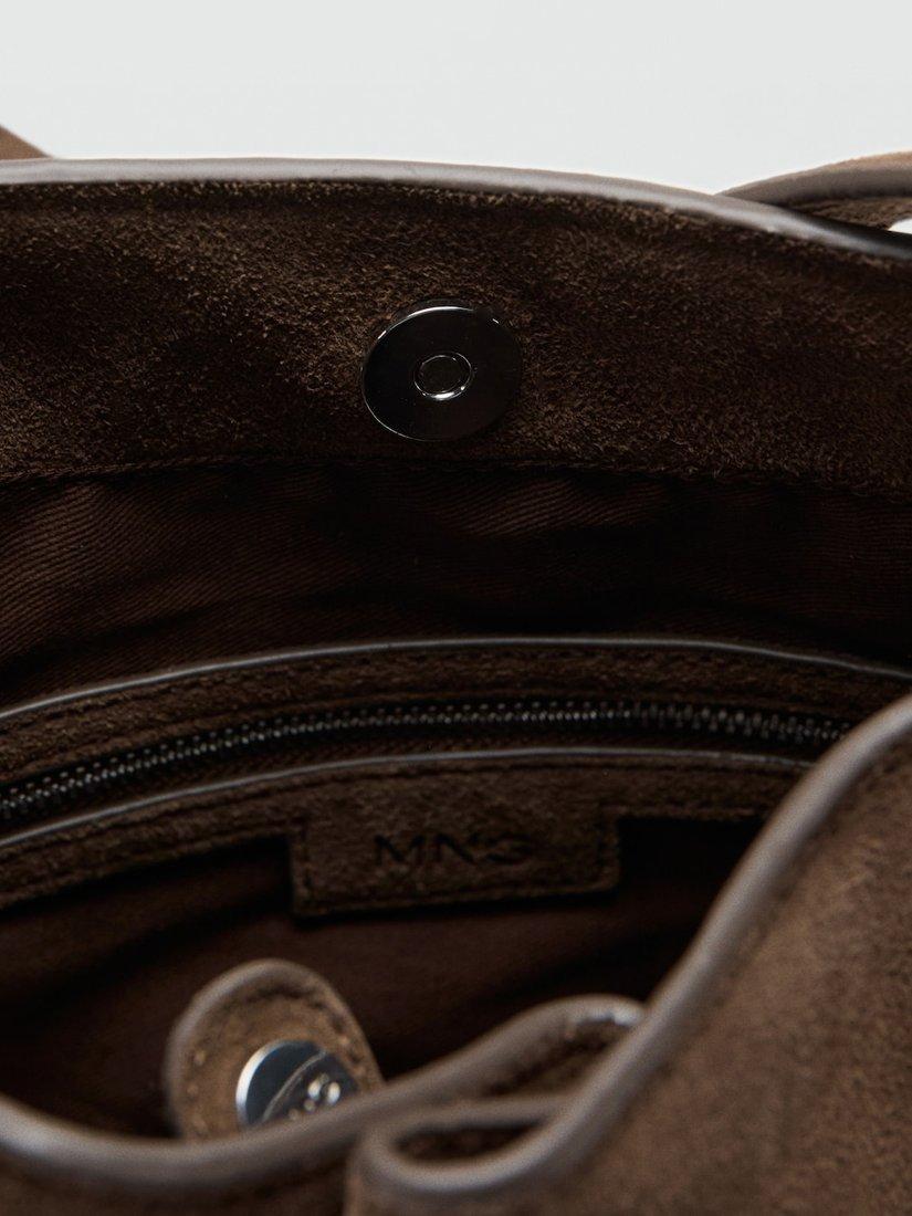 Product image 4 of 5, which shows Mango Ruira Suede Bucket Bag, Brown