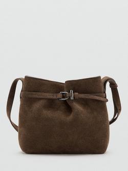 Mango Ruira Suede Bucket Bag, Brown, Brown