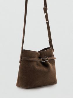 Mango Ruira Suede Bucket Bag, Brown - view 2, Brown