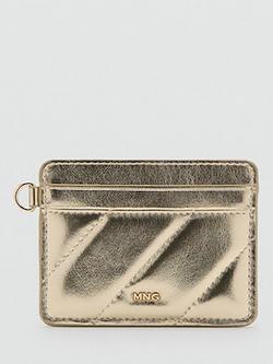 Mango Diagonal Quilted Card Holder, Gold, Gold