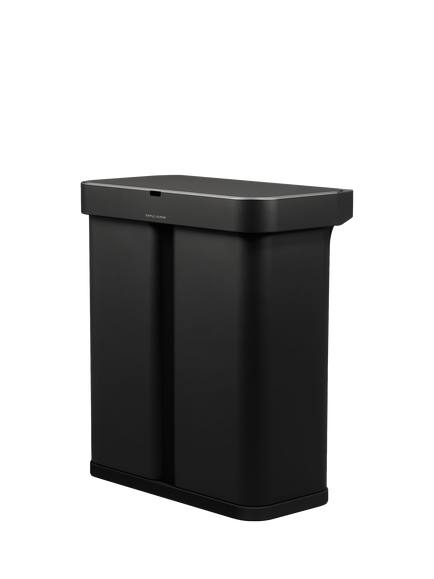 Simplehuman Rectangular Voice and Motion Dual Sensor Bin, 58L, Black, Matte Black