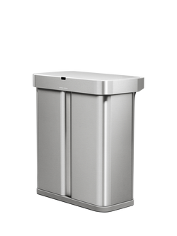Simplehuman Rectangular Voice and Motion Dual Sensor Bin, 58L, Stainless Steel, Stainless Steel