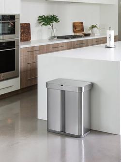 Simplehuman Rectangular Voice and Motion Dual Sensor Bin, 58L, Stainless Steel - view 2, Stainless Steel