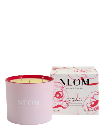 NEOM Wellbeing London It;s All Rosy Three Wick Scented Candle, 420g, Multi