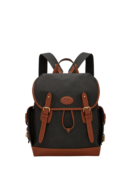 Mulberry Heritage Scotchgrain Leather Backpack, Black/Cognac