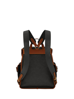 Mulberry Heritage Scotchgrain Leather Backpack - view 2, Black/Cognac
