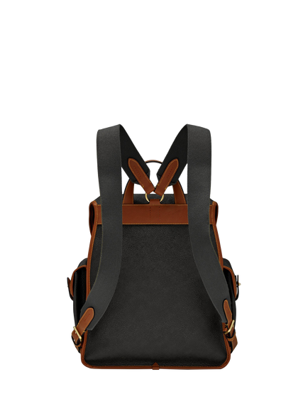 Mulberry Heritage Scotchgrain Leather Backpack - view 2, Black/Cognac
