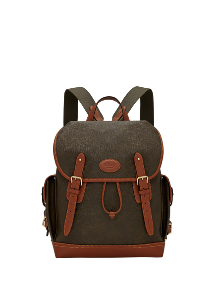 Mulberry Heritage Scotchgrain Leather Backpack, Mole/Cognac