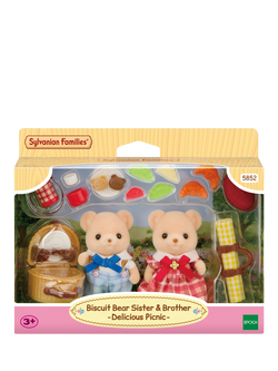 Sylvanian Families Biscuit Bear Sister & Brother Delicious Picnic, Multi