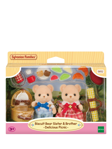 Sylvanian Families Biscuit Bear Sister & Brother Delicious Picnic, Multi
