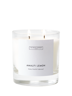 The White Company Amalfi Lemon Two Wick Scented Candle, 280g, White