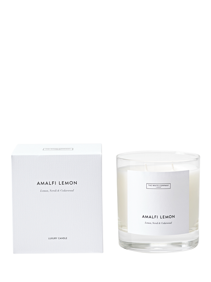 The White Company Amalfi Lemon Two Wick Scented Candle, 280g - view 2, White