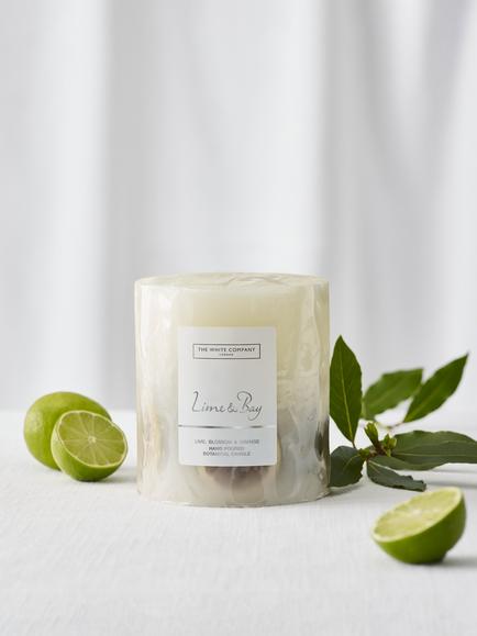 The White Company Lime & Bay Botanical Scented Candle, 725g - view 2, White