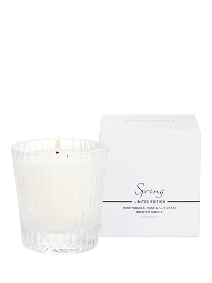 The White Company Ribbed Spring Scented Candle, 140g, White