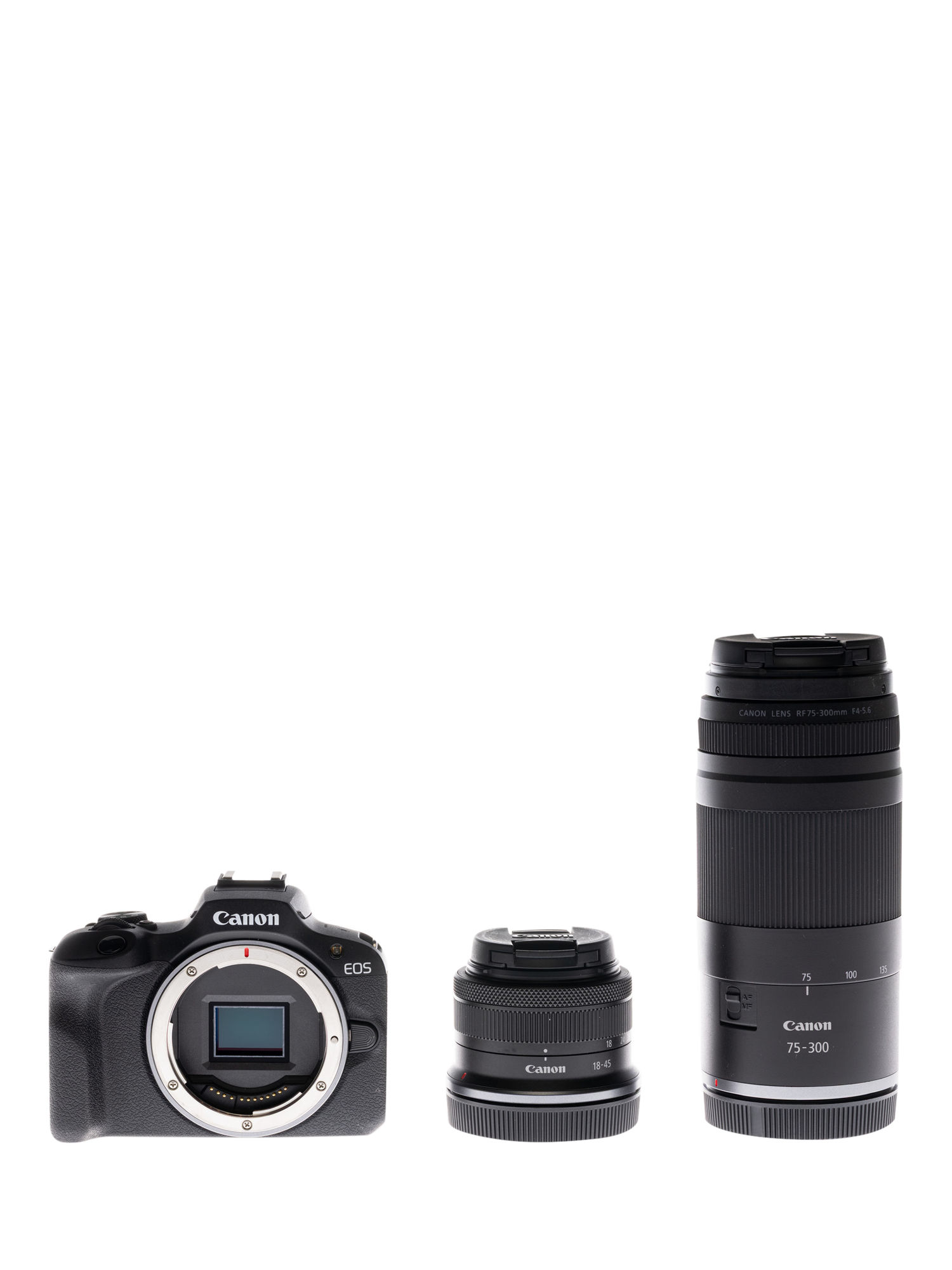Canon EOS R100 Compact System Camera with 18-45mm Zoom & 75-300mm