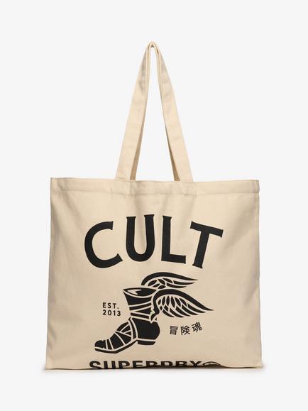 Superdry Cult Tote Bag, Natural Brown/Black