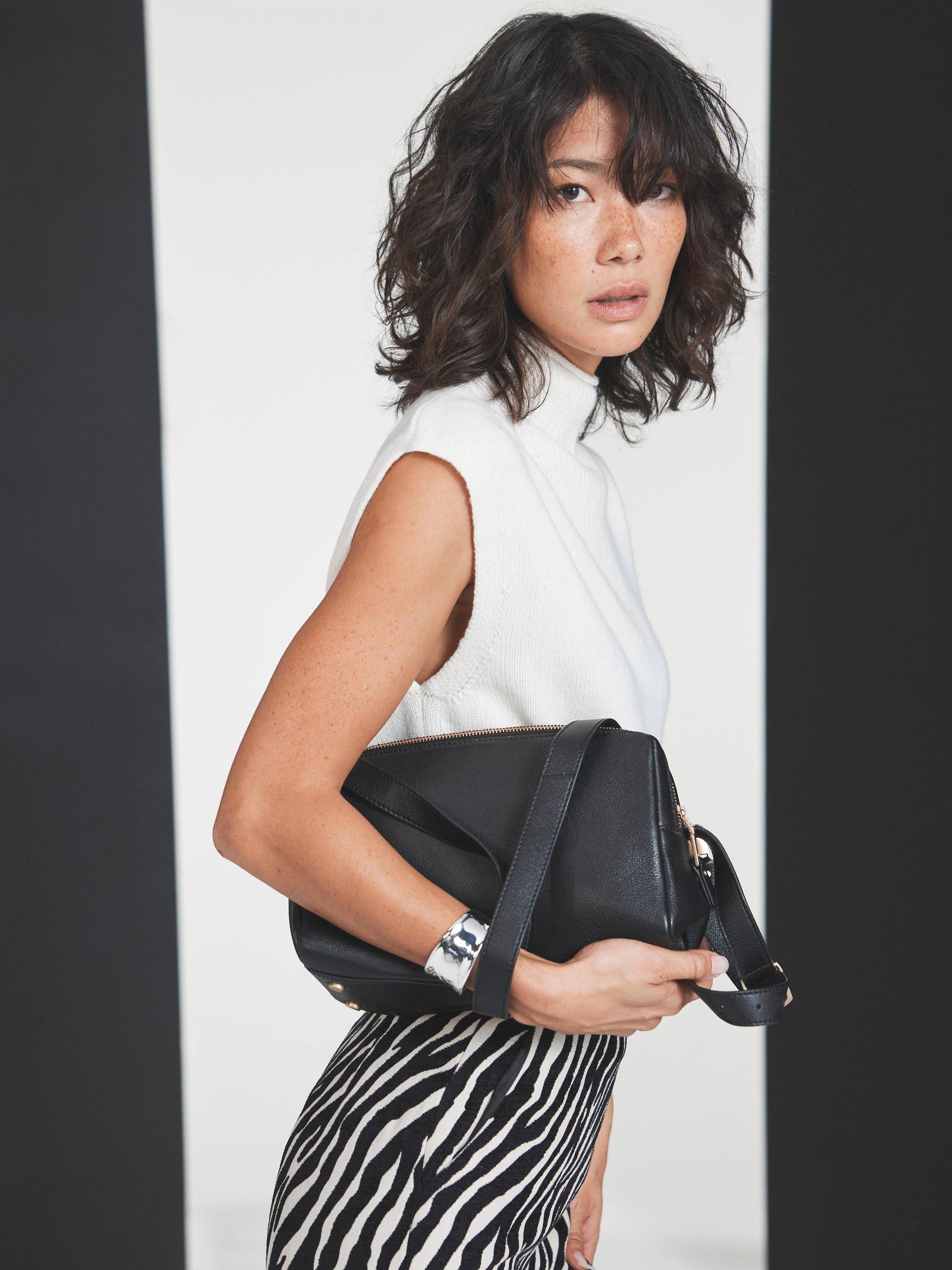 Product image 2 of 4, which shows Mint Velvet Leather Shoulder Bag, Black