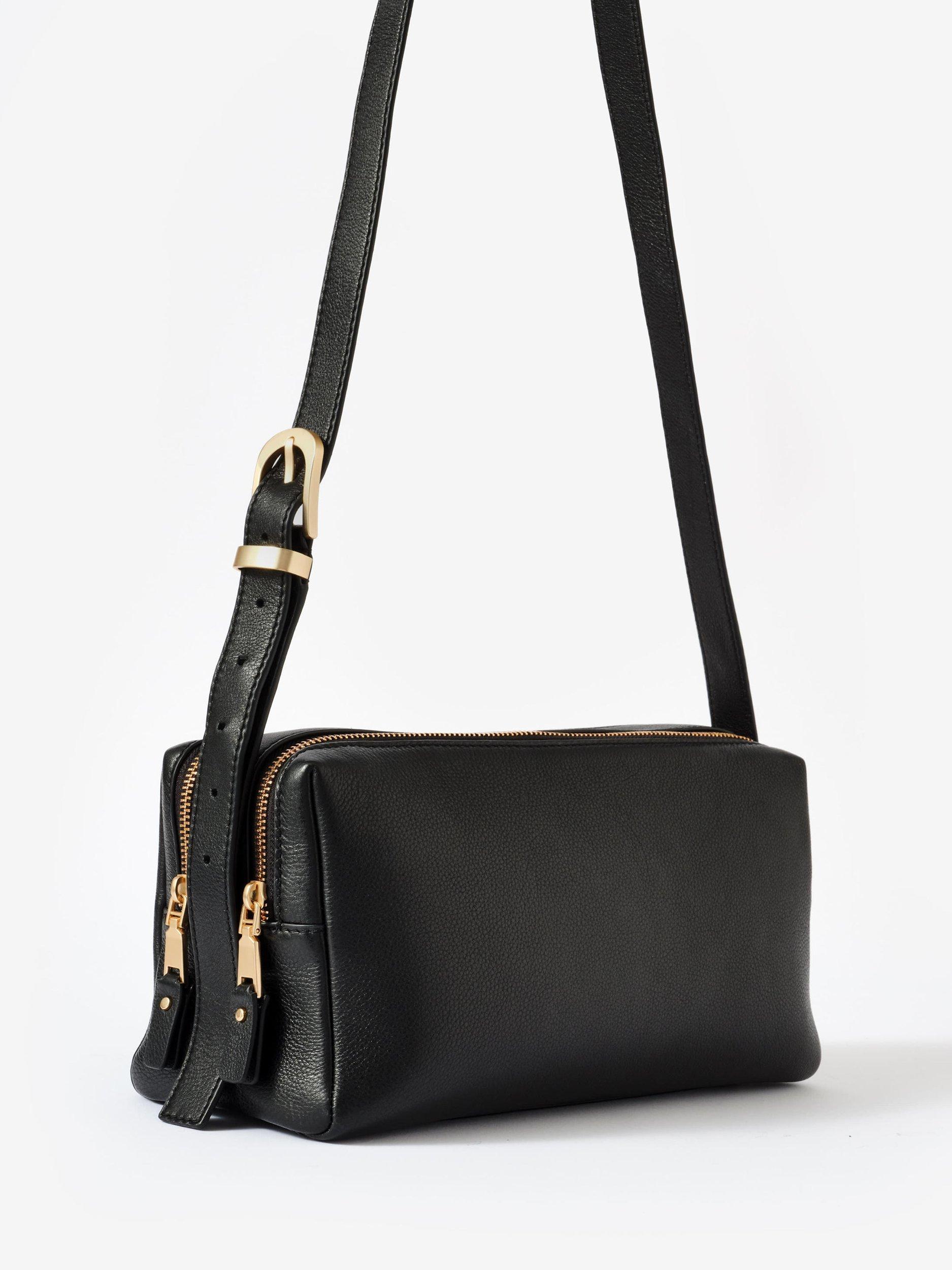 Product image 3 of 4, which shows Mint Velvet Leather Shoulder Bag, Black