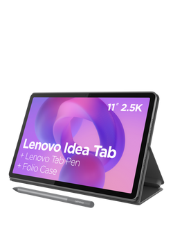 Lenovo IdeaTab Tablet, Android, 8GB RAM, 256GB, 11” 2.5K, with Folio Case & Tab Pen, Grey, Grey