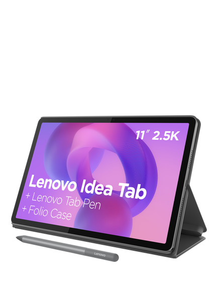 Lenovo IdeaTab Tablet, Android, 8GB RAM, 256GB, 11” 2.5K, with Folio Case & Tab Pen, Grey, Grey