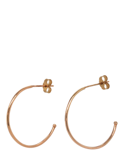 Pre-loved 9ct Rose Gold Plain Hoop Earrings, Rose Gold