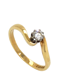 Pre-loved 18ct Yellow Gold Diamond Cross-Over Ring, Dated Sheffield 1989, J 1/2 - view 2, Yellow Gold