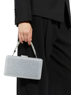 Dune London Beaut Diamante Handle Clutch Bag, Silver - view 2, Silver