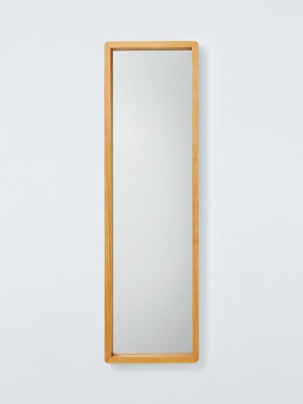 John Lewis Rounded Corners Oak Wood Frame Full Length Wall Mirror, 120 x 35cm, Natural, Natural