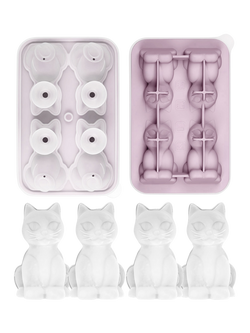 Uberstar Silicone Cool Cats Ice Tray, 4 Cube, Lilac
