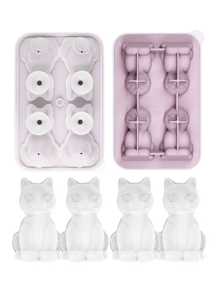 Uberstar Silicone Cool Cats Ice Tray, 4 Cube, Lilac