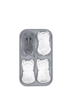 Uberstar Silicone French Bulldog Ice Tray, 4 Cube - view 2, Grey