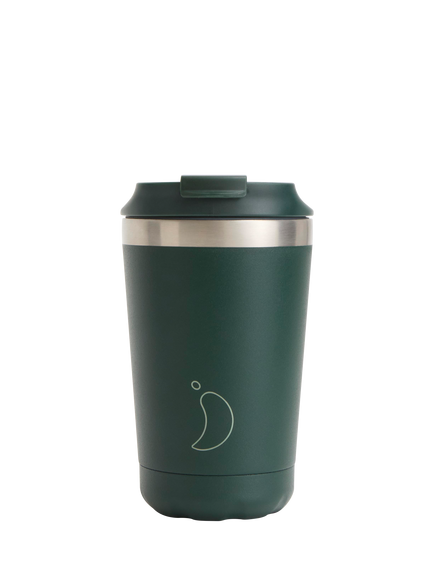 Chilly's Original Double Wall Insulated Travel Mug, 340ml, Pastel Pink, Matte Green