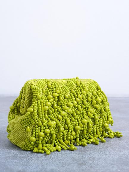 Topshop Garison Beaded Clutch Bag, Green