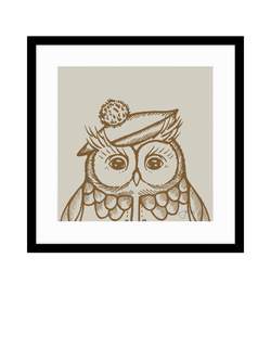 John Lewis Jan Jay 'Elle Owl' Framed Print, 53 x 53cm, Multi Multi, Multi Multi