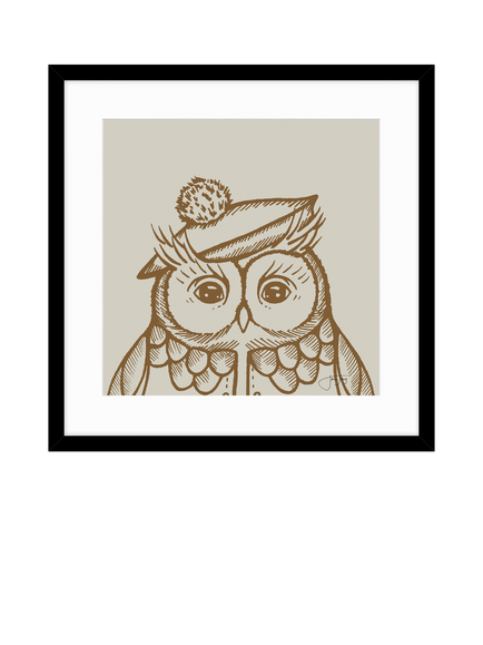 John Lewis Jan Jay 'Elle Owl' Framed Print, 53 x 53cm, Multi Multi, Multi Multi