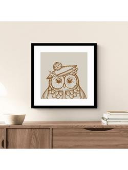 John Lewis Jan Jay 'Elle Owl' Framed Print, 53 x 53cm, Multi Multi - view 2, Multi Multi